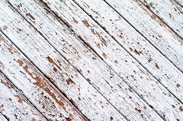 istock Cracked weathered gray shabby chic painted wooden board texture, front view 801522952