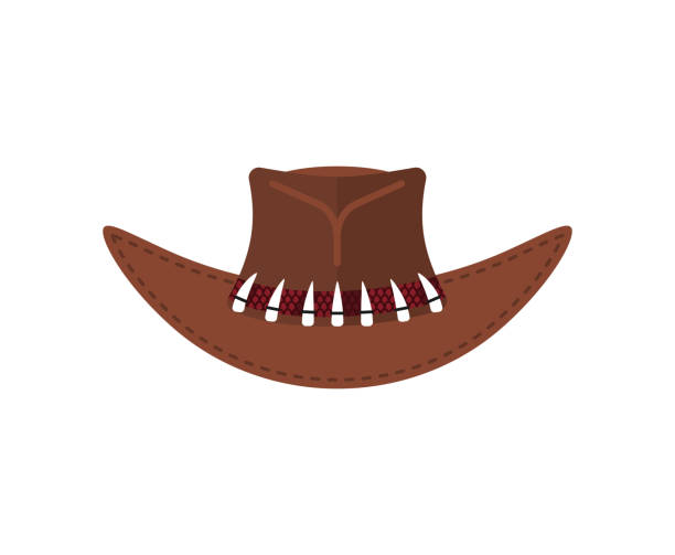 Australian Crocodile Hunter Cap. Cowboy brown hat isolated vector art illustration