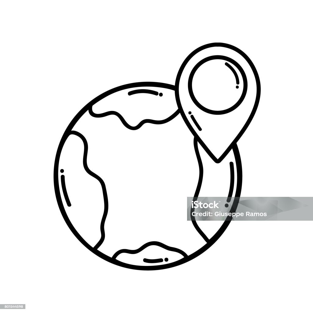 Vector Point Earth Line Earth Planet With Point With Location Stock Illustration ...