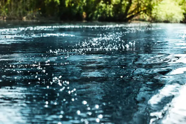 horizontal abstract shot of water surface in summer day. no people.