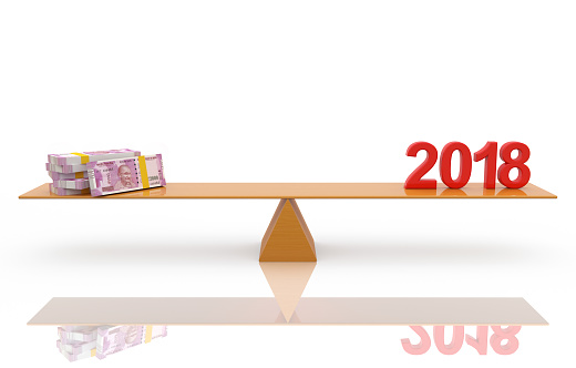 New Year 2018 with 2000 Indian Rupee - 3D Rendered Image