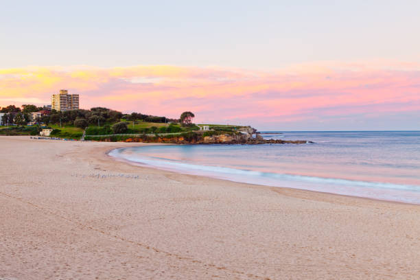 Coooge Beach sunset on Sydney's Eastern Beaches in New South Wales in Australia Coogee Beach in Sydney at sunset in New South Wales, Australia bondi beach photos stock pictures, royalty-free photos & images
