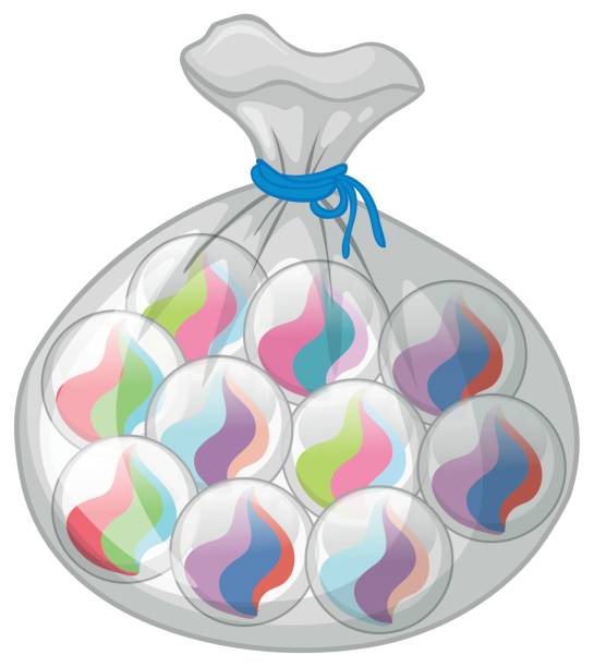 мешок из разноцветных шариков - clip path stock illustrations