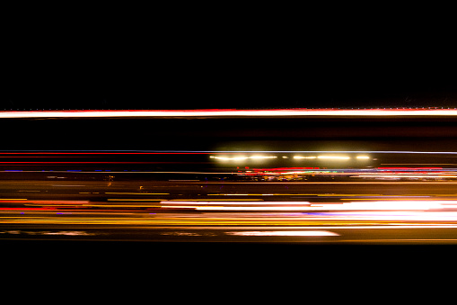 abstract traffic trail light on the road blurred for background