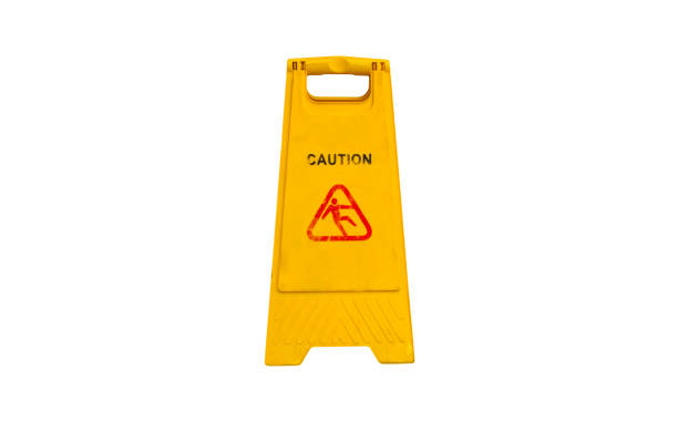istock Sign showing warning of caution wet floor, isolated on white 801658702