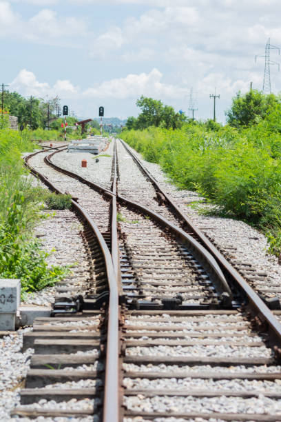 istock Railway track, railroad junction traffic 801658994