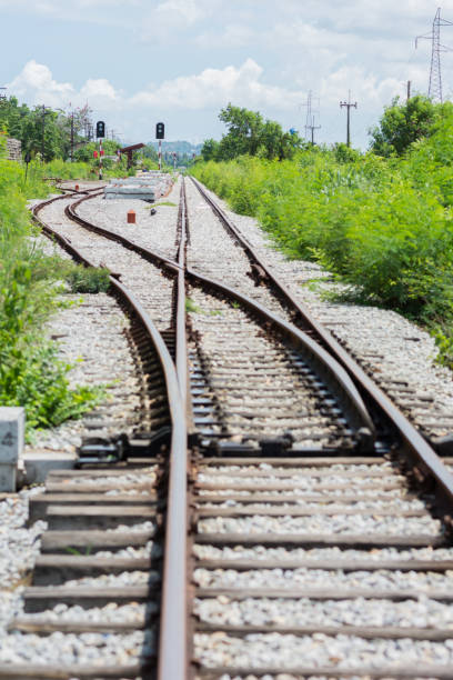 istock Railway track, railroad junction traffic 801659044