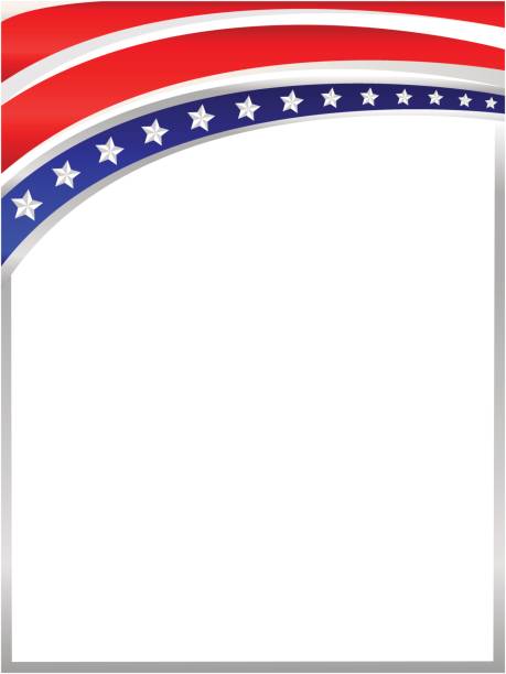 illustrazioni stock, clip art, cartoni animati e icone di tendenza di cornice d'onda della bandiera americana. - fourth of july patriotism american flag frame