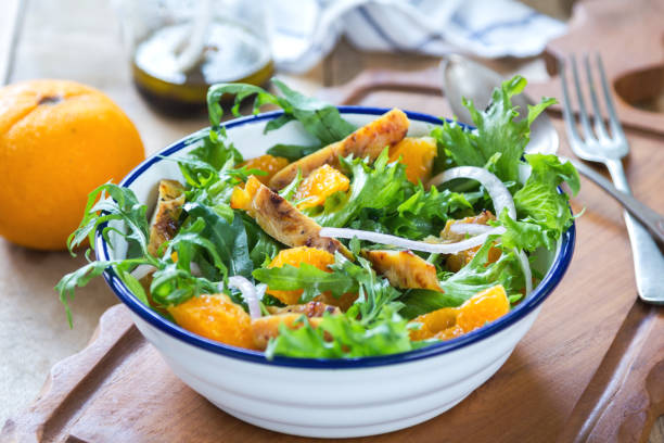 istock Grilled Chicken with Orange Salad by Balsamic dressing 801680646
