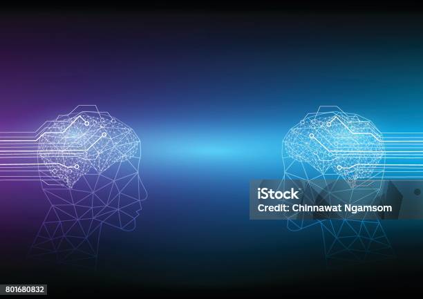 Ilustración de La Comunicación Entre Dos Partes De La Inteligencia Artificial y más Vectores Libres de Derechos de Conexión