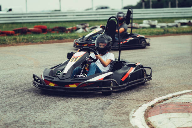 istock Father and son go-Karts 801683544