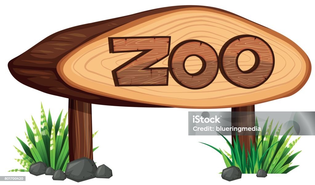 Zoo sign made of wood Zoo sign made of wood illustration Zoo stock vector