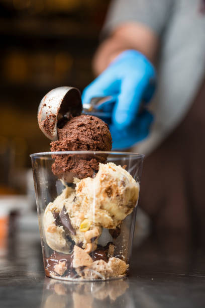 istock Italian ice cream artisanal preparation 801722486