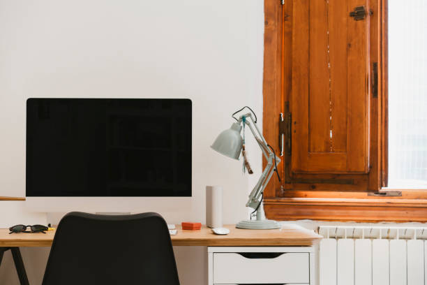 istock Cozy workspace in living room 801744234