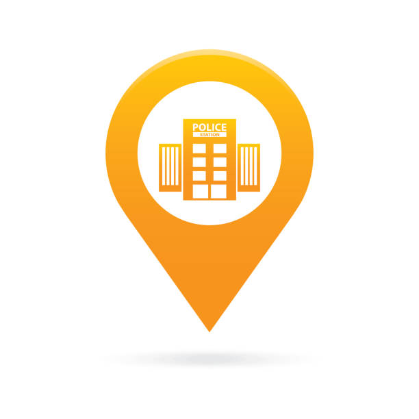 police station map pointer icon marker GPS location flag symbol