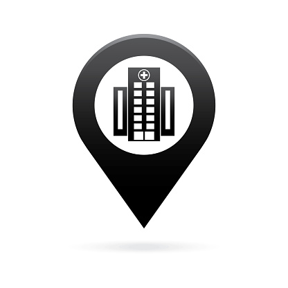 hospital map pointer icon marker GPS location flag symbol