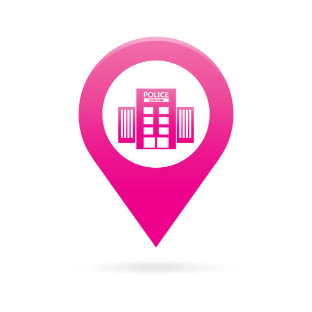 police station map pointer icon marker GPS location flag symbol