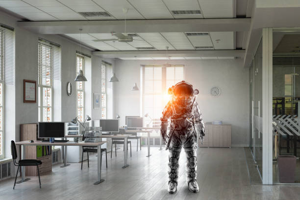 Astronaut in space suit stock photo