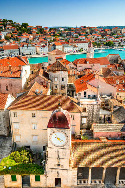 Trogir, Croatia. The old town from Middle Dalmatia, seen from the bell tower of the Lawrence Cathedral (Historical Trogir is on UNESCO World Heritage List since 1997)