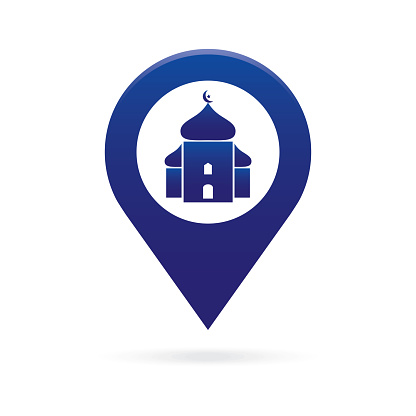 mosque, surau map pointer icon marker GPS location flag symbol