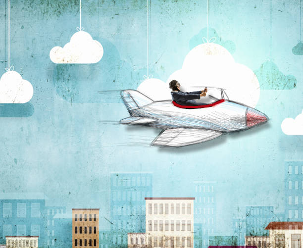 istock Woman riding space rocket. Mixed media 801764996