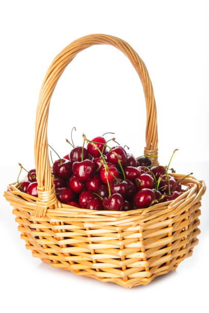 istock Basket with cherries isolated on a white background 801773622