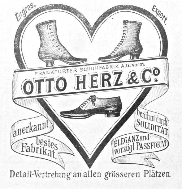 Vintage ad for shoes Otto Herz & Co. Illustration from 19th century shoemaker stock illustrations