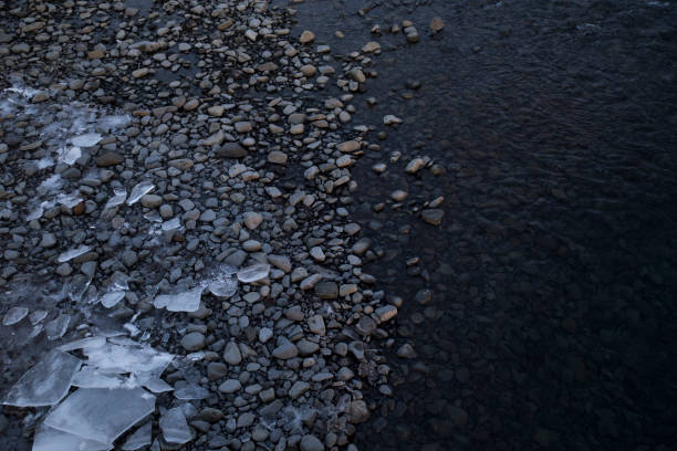 istock Nature background: Water stream winter.Dark tone minimal style 801776926
