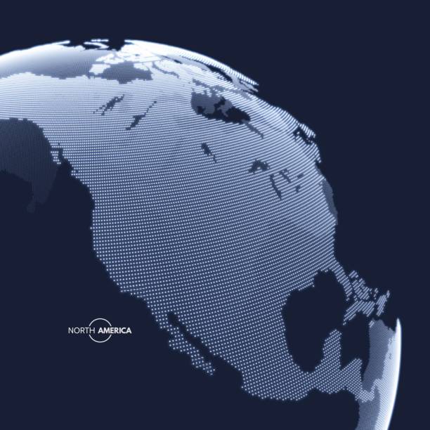 North America. Earth globe. Global business marketing concept. Dotted style. Design for education, science, presentations. North America. Earth globe. Global business marketing concept. Dotted style. Design for education, science, web presentations. north america stock illustrations