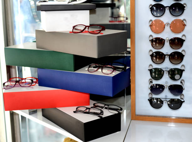 istock Group of sunglasses in shop 801783802