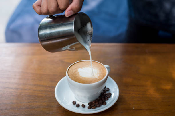 istock Making of latte art coffee 801786344