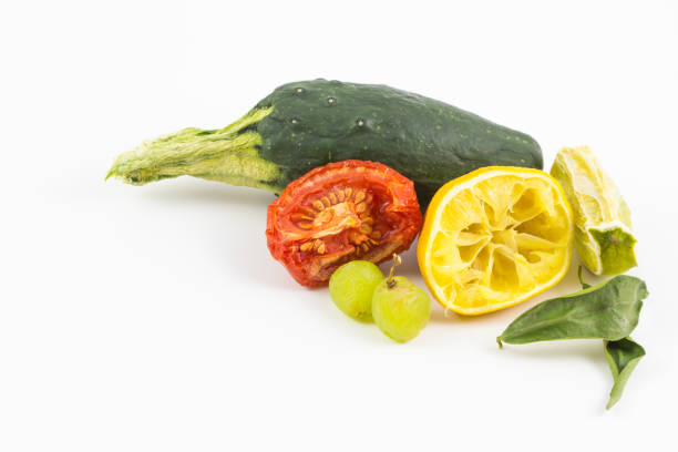 Wrinkled peel of vegetable isolated white background.