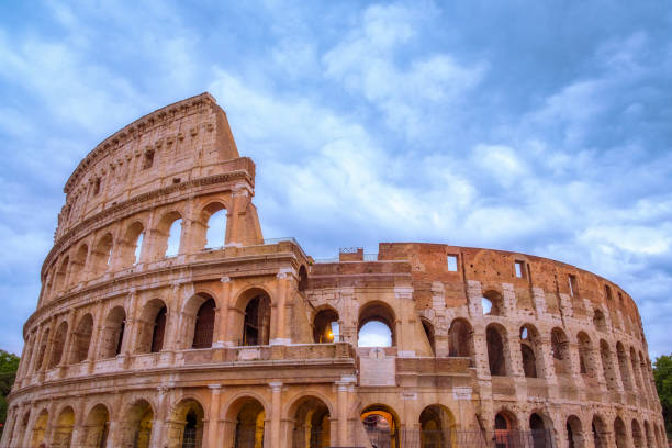 istock Front view of Roman Colosseum with dramatic sky 801827472