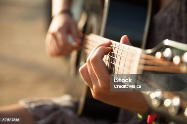 Playing Acoustic Guitar Closeup Stock Photo - Download Image Now - Guitar, Acoustic Guitar, Folk Music