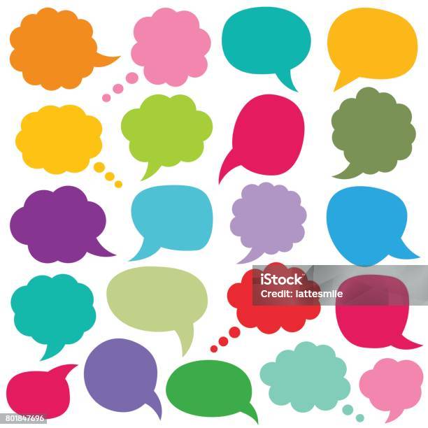 Speech And Thought Bubbles Set Stock Illustration - Download Image Now - Thought Bubble, Speech Bubble, Bubble