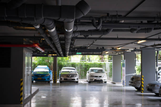 istock sanitary pipe in car parking 801856644