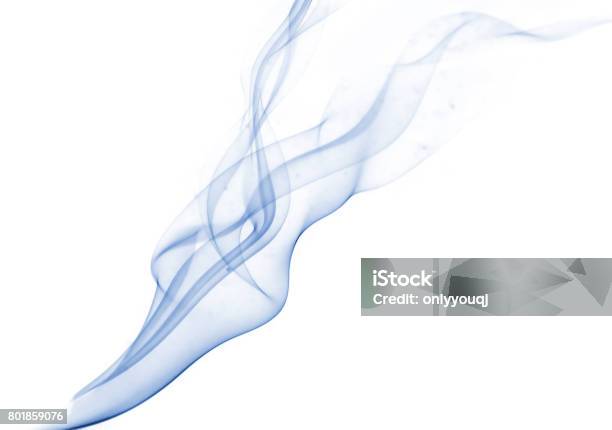 Blue Smoke Collection On White Background Stock Photo - Download Image Now - Abstract, Air Pollution, Aura