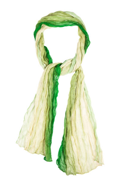 istock Green silk scarf isolated on white background. 801859272