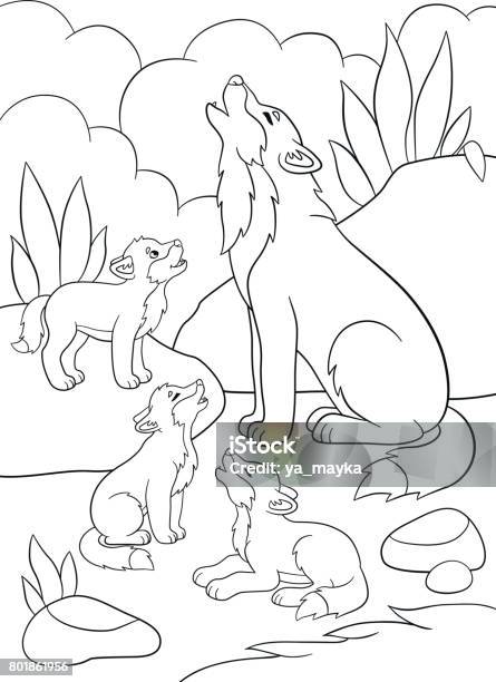 Coloring Pagewolf02 Stock Illustration - Download Image Now - Animal, Animal Body Part, Book