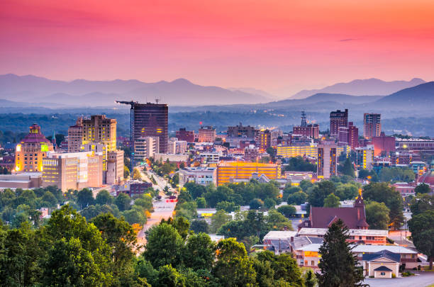 asheville, north carolina, usa - mountain mountain range north carolina blue stock-fotos und bilder