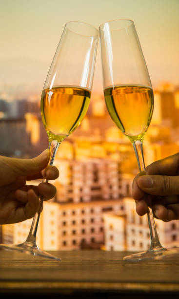 istock Champers with city skyline 801878210