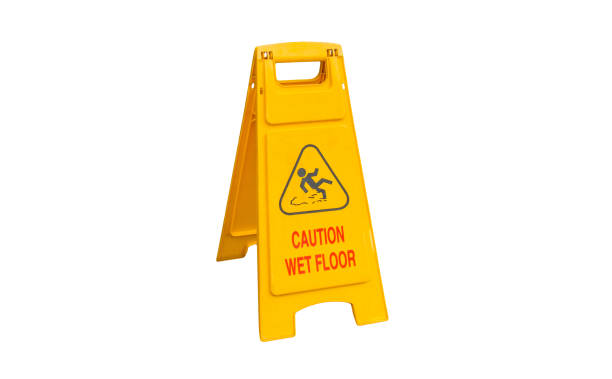 istock Sign showing warning of caution wet floor, isolated on white 801881244