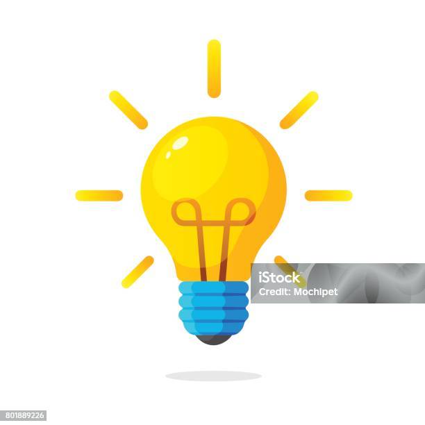 Light Bulb With Rays Shine Stock Illustration - Download Image Now - Light Bulb, Ideas, Inspiration