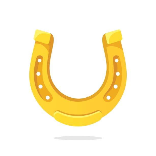 ilustrações de stock, clip art, desenhos animados e ícones de cartoon gold horseshoe for good luck - horseshoe good luck charm cut out luck