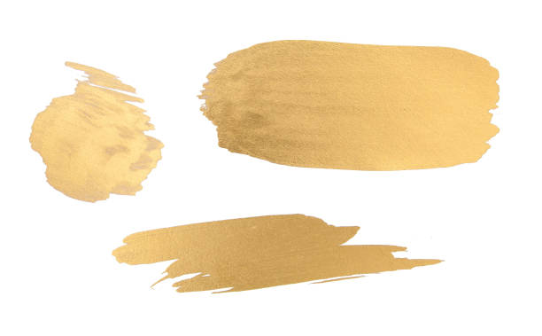 istock Gold watercolor texture paint stain   shining brush stroke 801892308