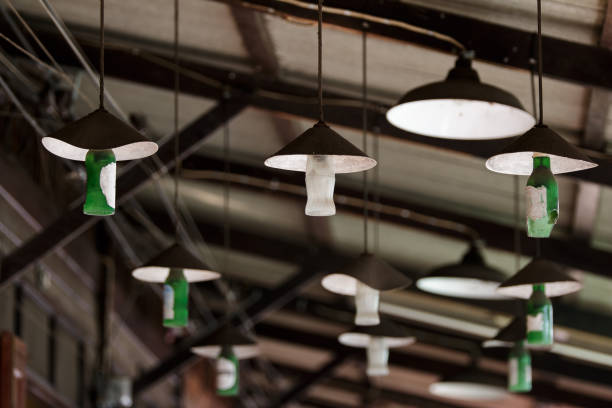 Magnificent retro light lamp decor made of wine bottles