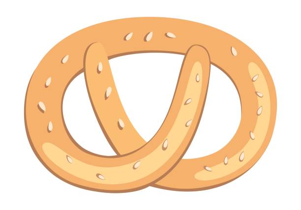 ilustraciones, imágenes clip art, dibujos animados e iconos de stock de pretzel al horno. - pretzel sesame vector snack