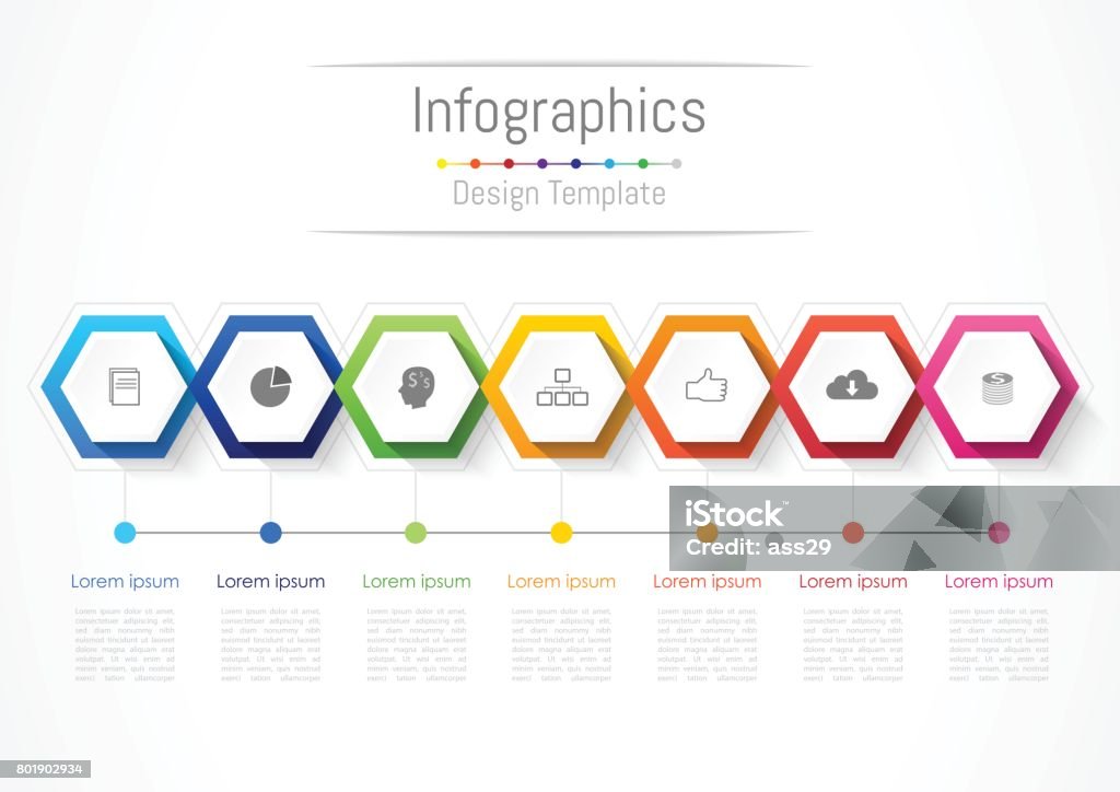 Infographic design elements for your business with 7 options, parts, steps or processes, Vector Illustration. 6-7 Years stock vector