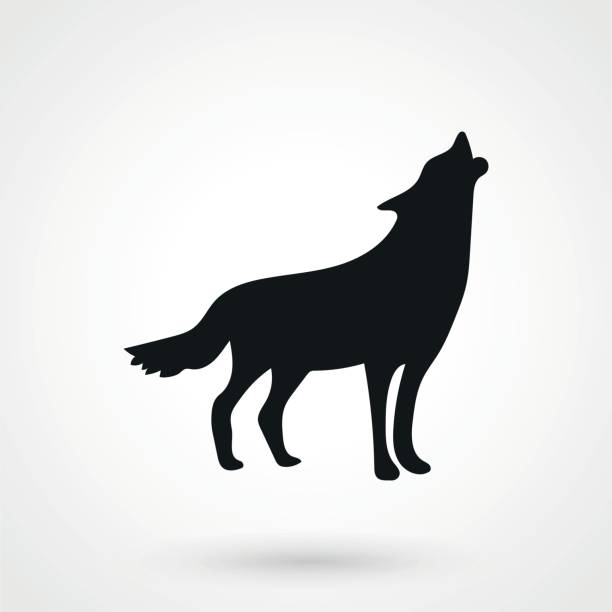 ウルフアイコン - wolf coyote howling dog点のイラスト素材／クリップアート素材／マンガ素材／アイコン素材