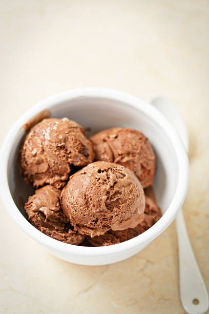 istock Chocolate ice cream in white bowl 801945818